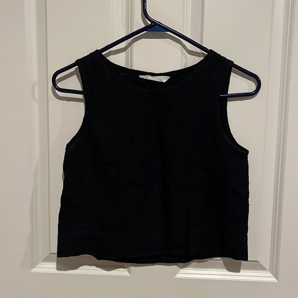Elizabeth Suzann Petra crop top Black XXS linen gauze